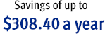 Savings of up to $308.40 a year