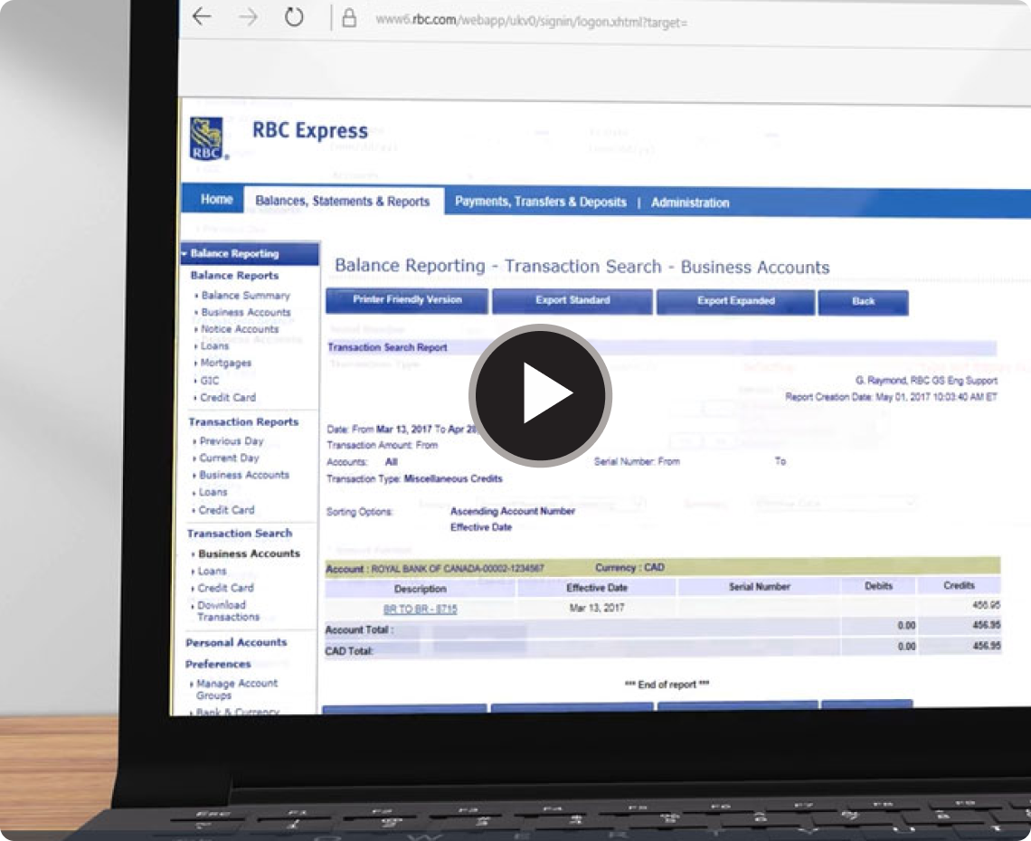 Video play thumbnail for RBC express online banking