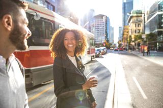 Young professionals on the streets of Toronto