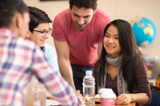 International students having a collaborative session