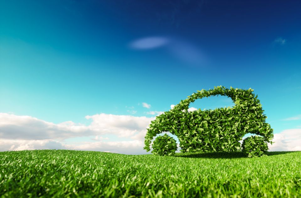 Eco friendly car development, clear ecology driving, no pollution and emmission transportation concept.