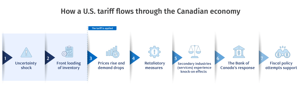 How a US tariff flows through the Canadian economy graph