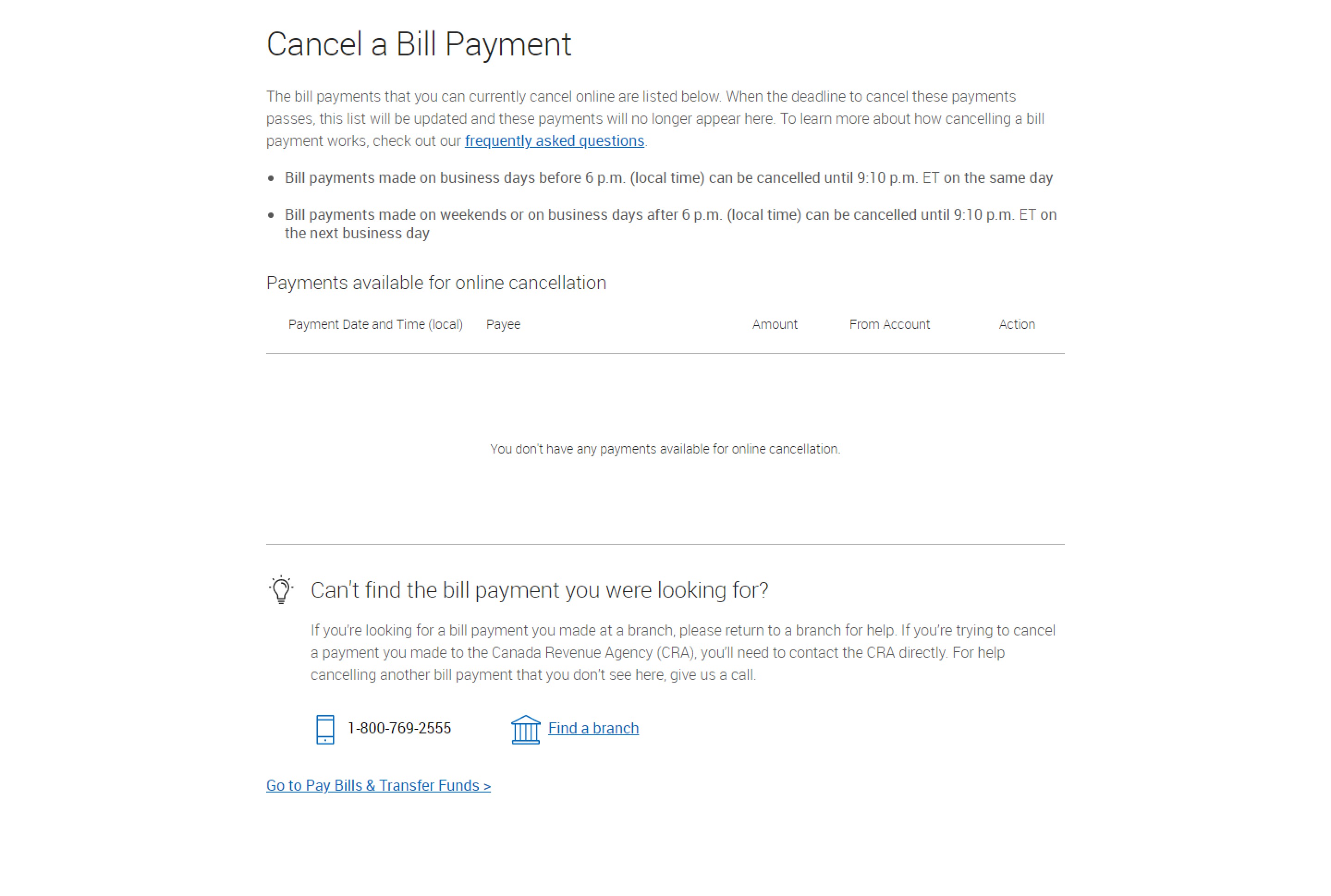 Cancel a Bill Payment - RBC Royal Bank